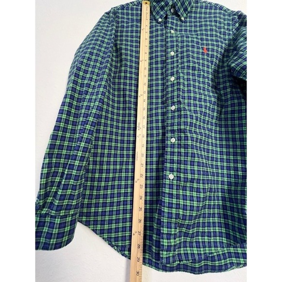 Ralph‎ Lauren Medium Plaid Button Down Shirt Green Blue Orange Pony Logo - Picture 9 of 12